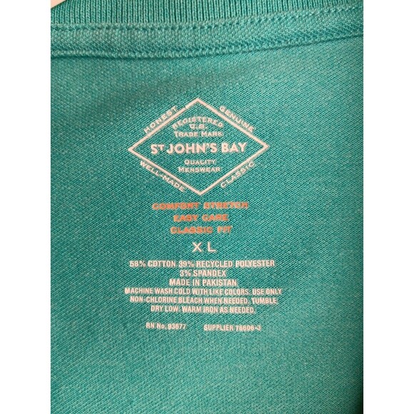 Mens Saint John's Bay Polo Shirt Short Sleeve Teal XL - Picture 3 of 4